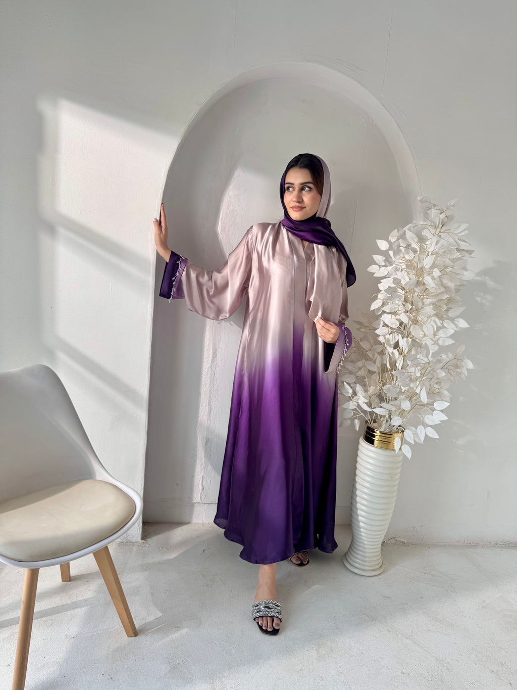 Purple Do Rang Abaya - Without Scarf - Available Online Beevaa Store Pakistan