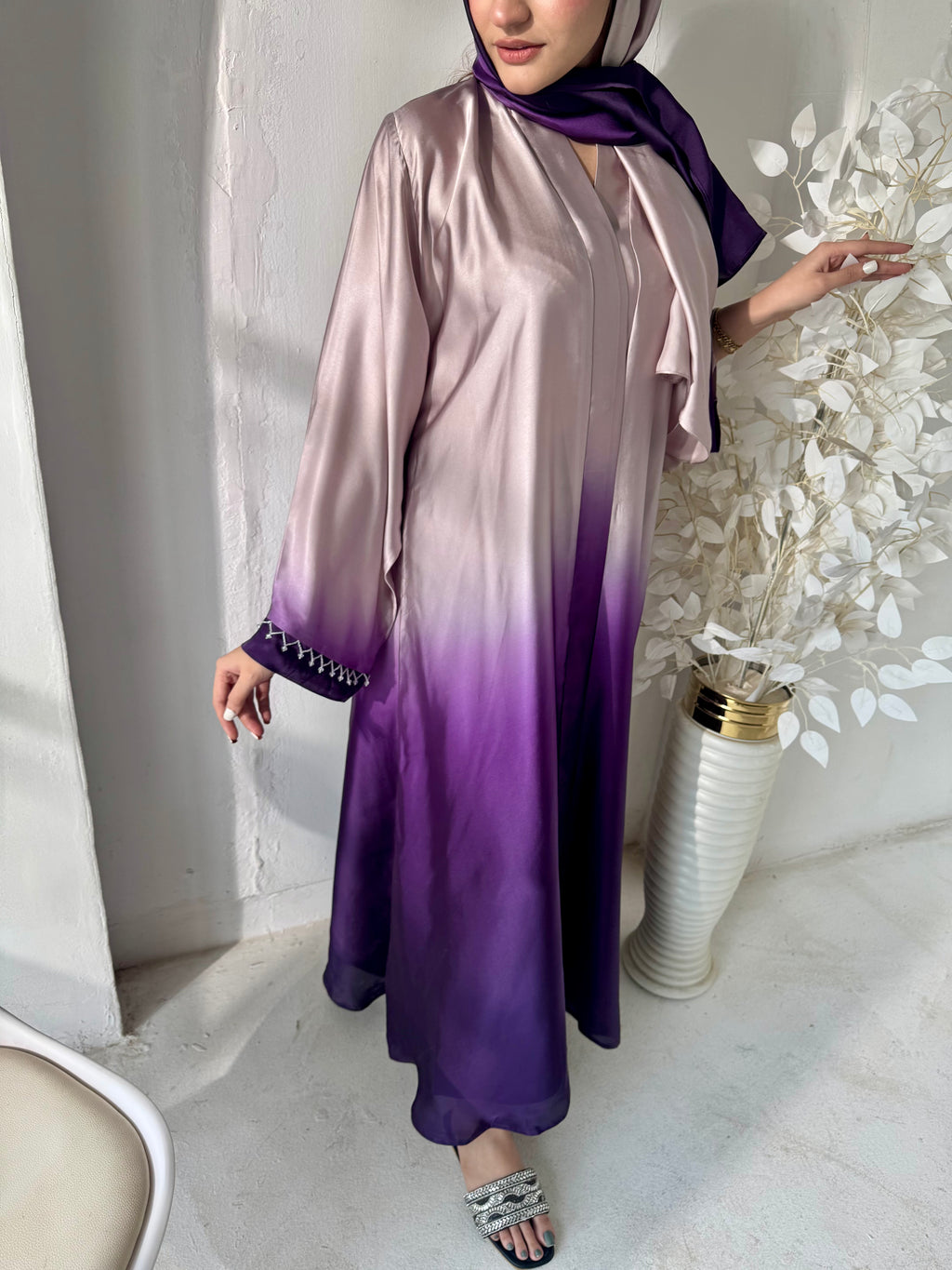 Purple Do Rang Abaya - Without Scarf - Available Online Beevaa Store Pakistan