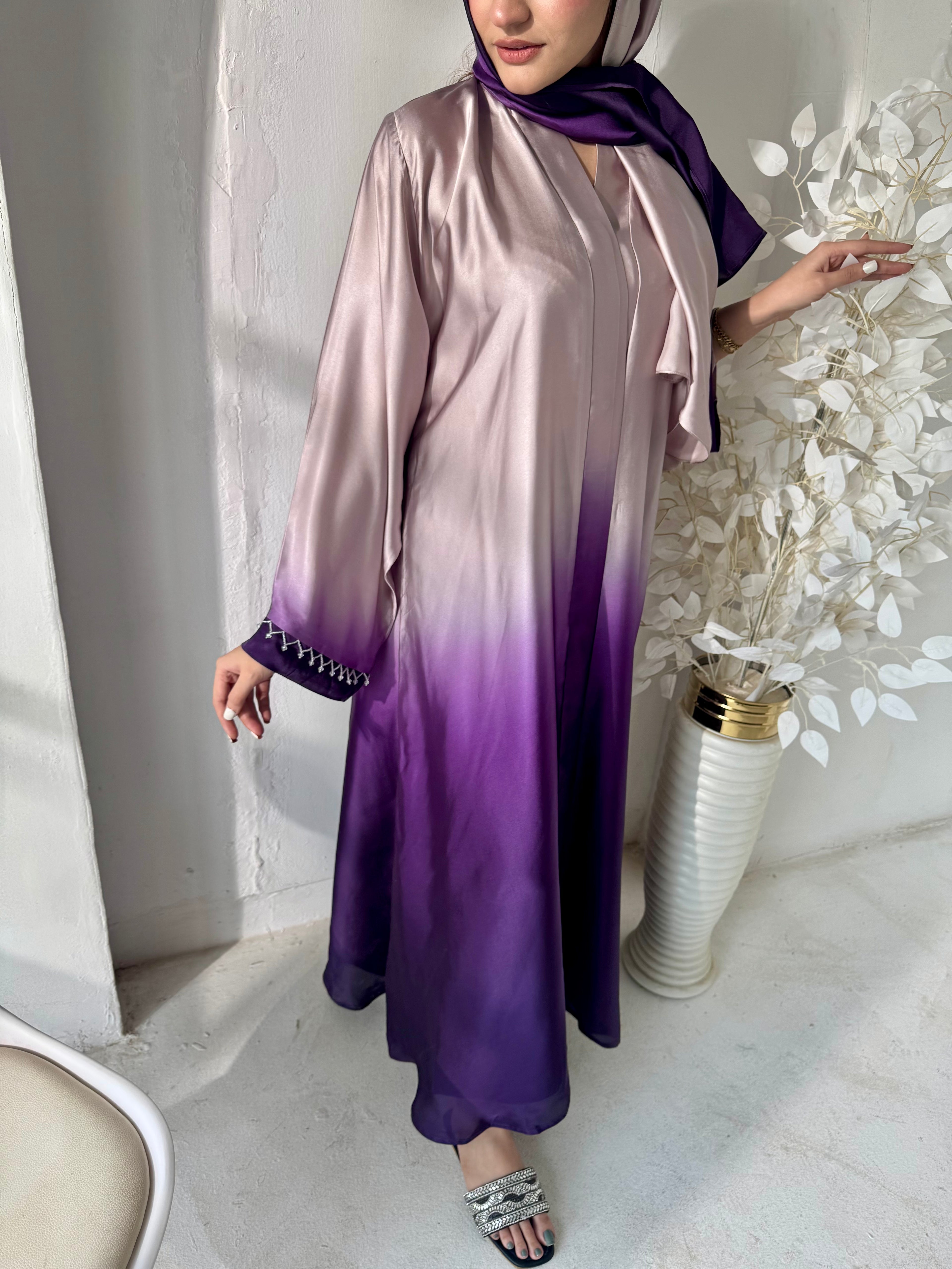 Purple Do Rang Abaya - Without Scarf - Available Online Beevaa Store Pakistan