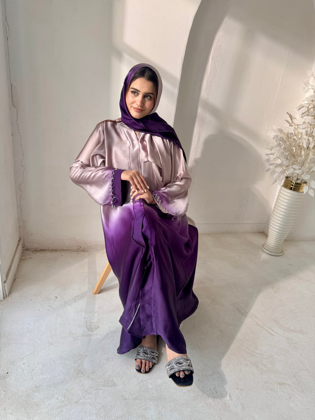 Purple Do Rang Abaya - Without Scarf - Available Online Beevaa Store Pakistan