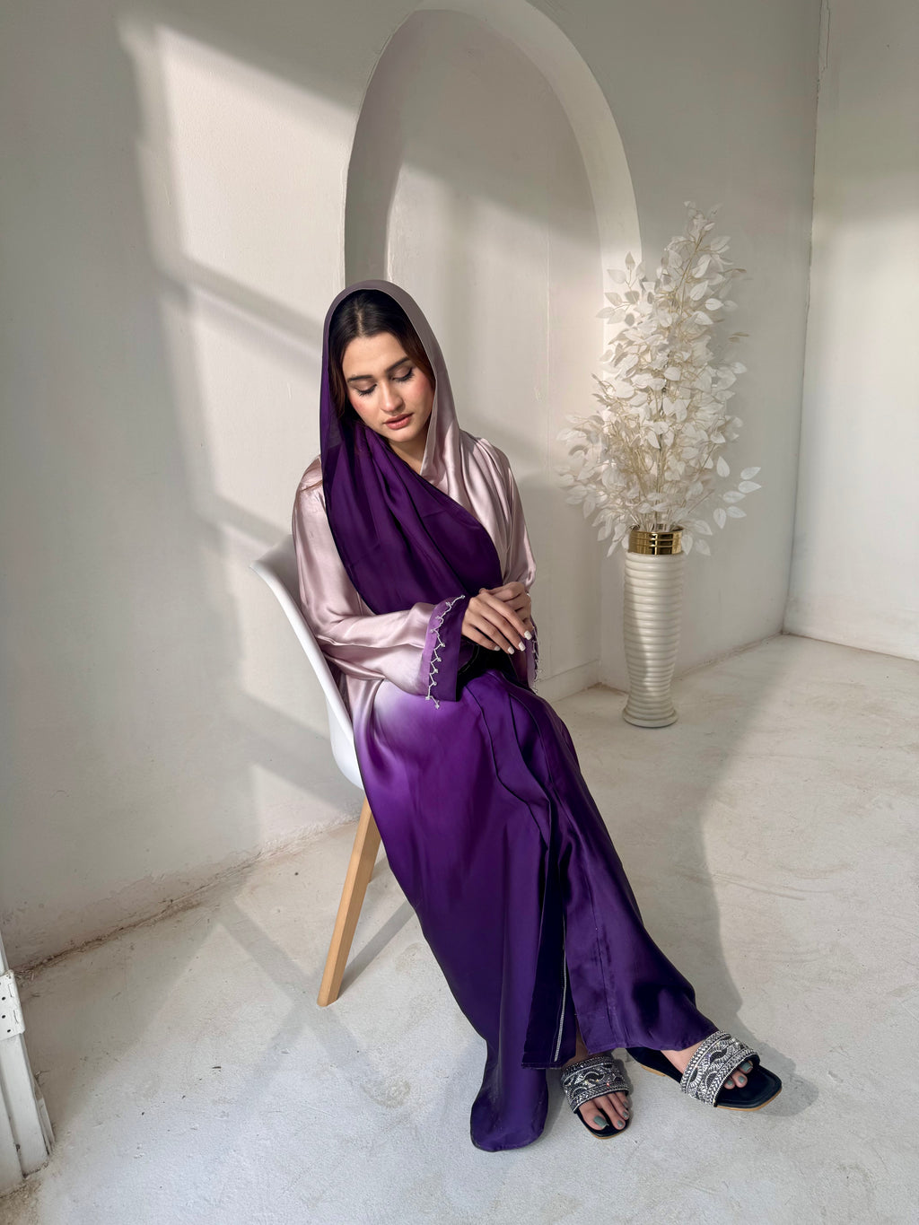 Purple Do Rang Abaya - Without Scarf - Available Online Beevaa Store Pakistan
