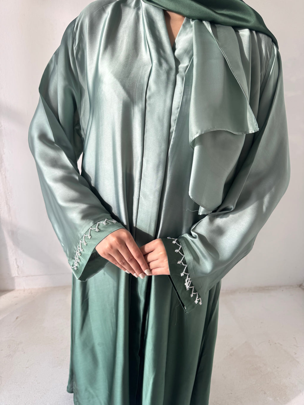 Greeen Do Rang Abaya - Without Scarf - Available Online Beevaa Store Pakistan