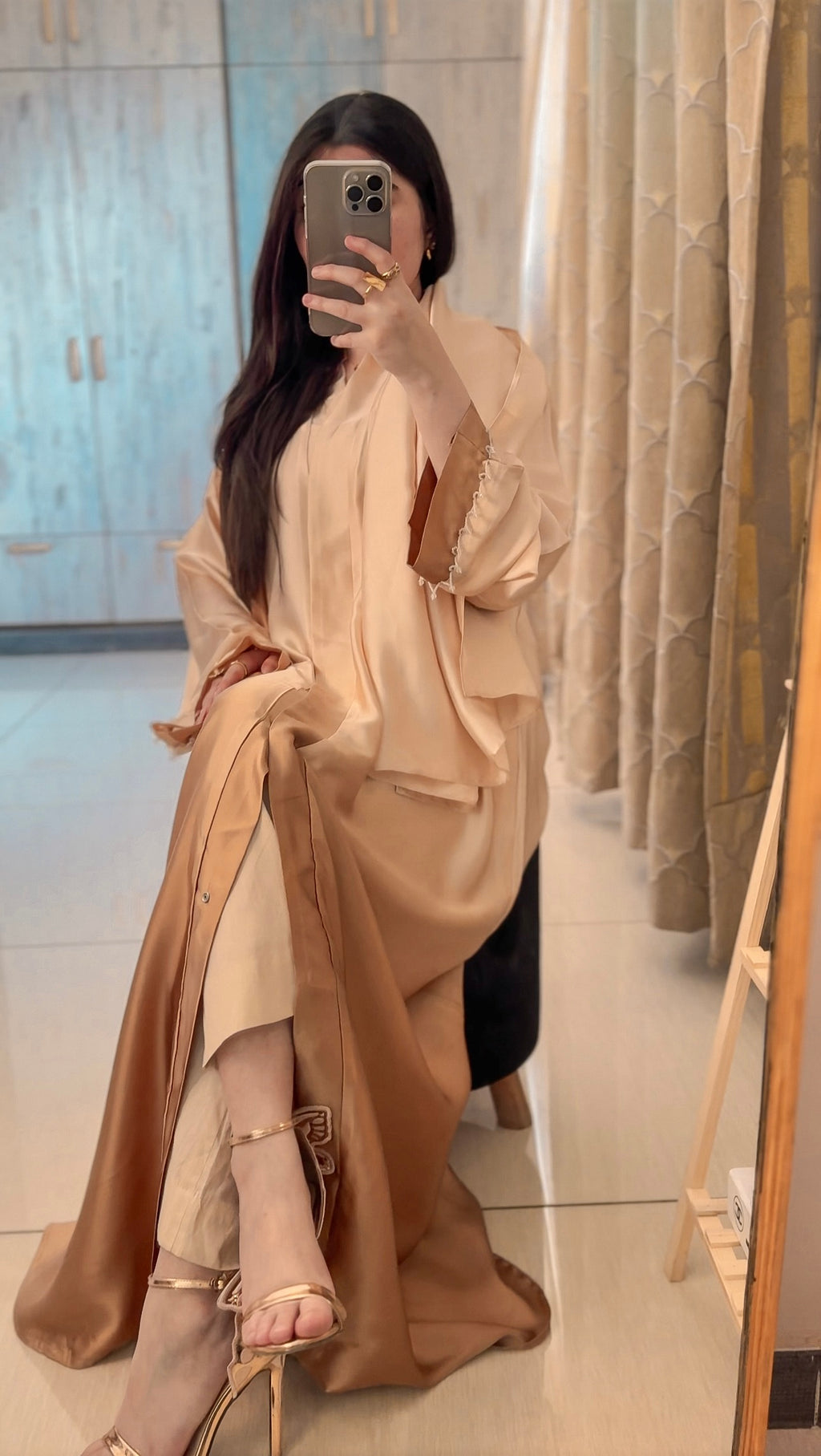 Ramli Beige Do Rang Abaya - Without Scarf - Available Online Beevaa Store Pakistan