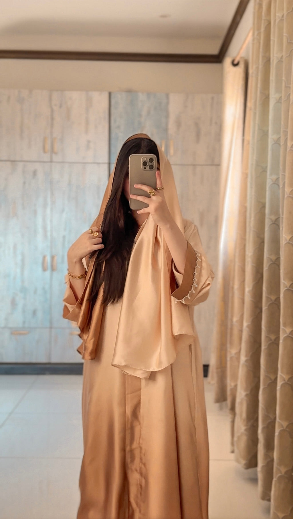 Ramli Beige Do Rang Abaya - Without Scarf - Available Online Beevaa Store Pakistan