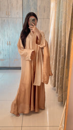 Ramli Beige Do Rang Abaya - Without Scarf - Available Online Beevaa Store Pakistan