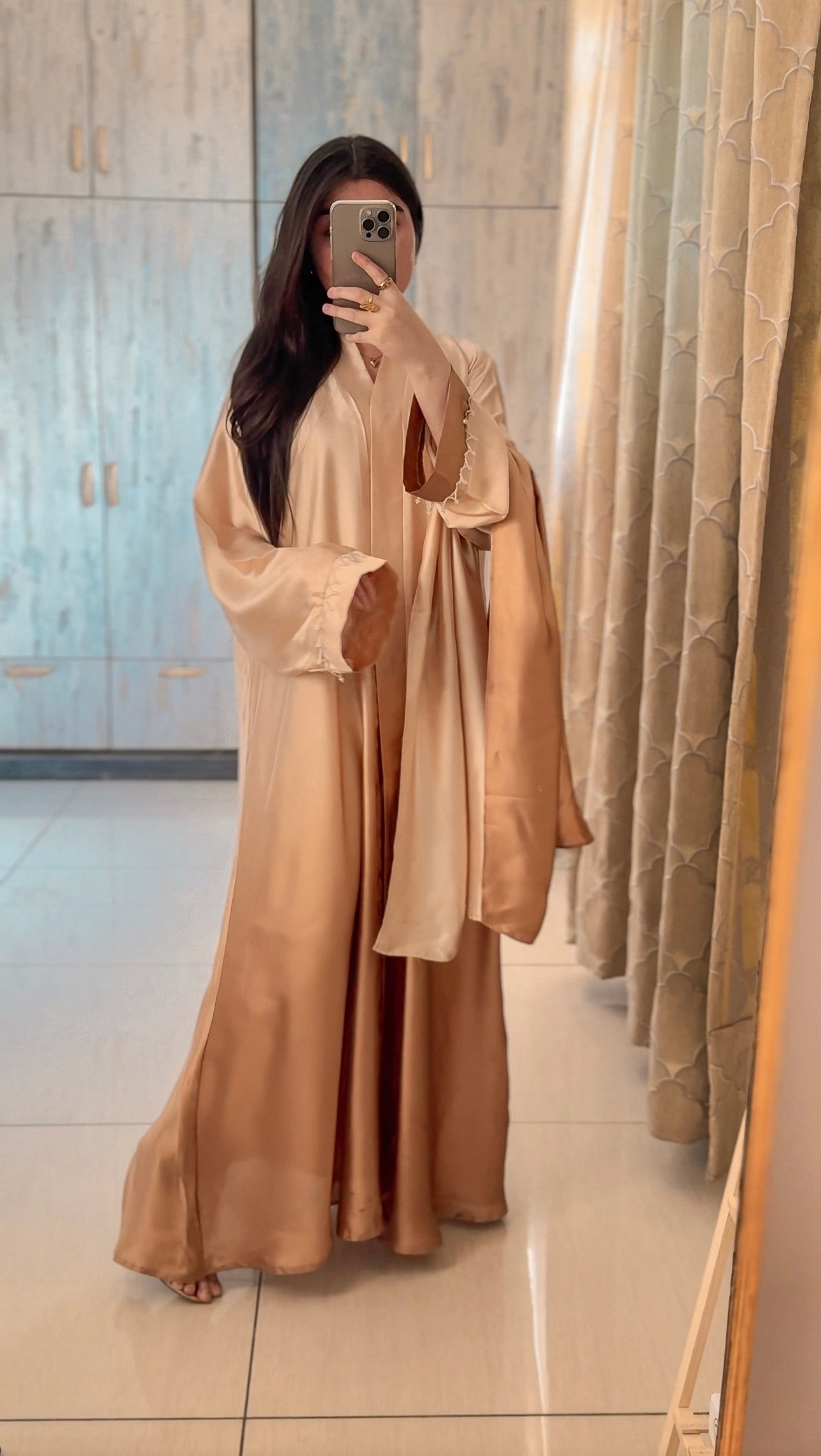Ramli Beige Do Rang Abaya - Without Scarf - Available Online Beevaa Store Pakistan