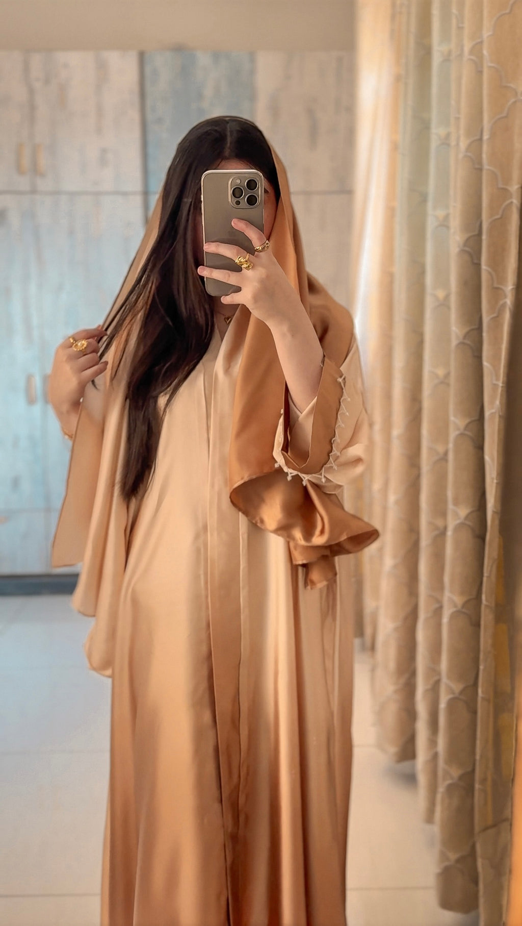 Ramli Beige Do Rang Abaya - Without Scarf - Available Online Beevaa Store Pakistan