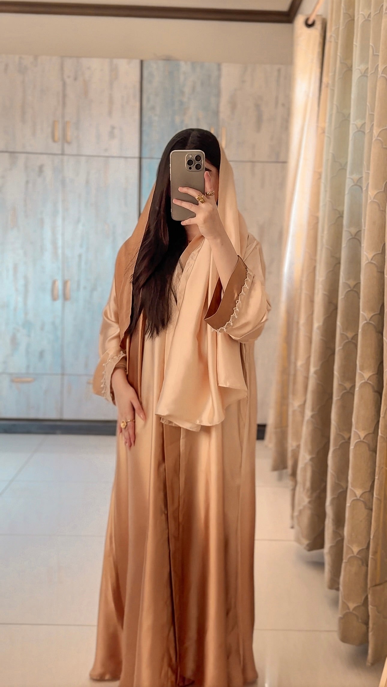 Ramli Beige Do Rang Abaya - Without Scarf - Available Online Beevaa Store Pakistan